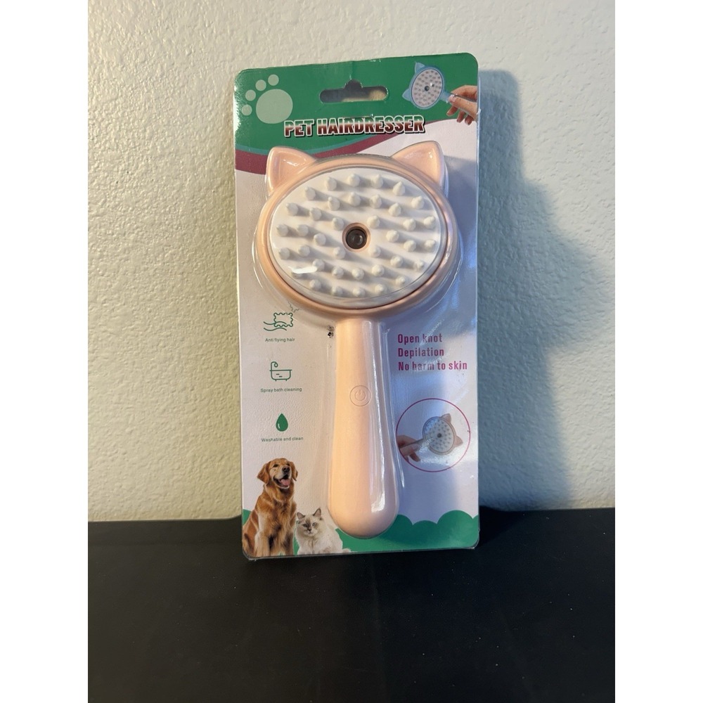 Unbranded Steam Brush Pet OS Pink NEW 3-in-1 Silicone Hair Grooming Tool